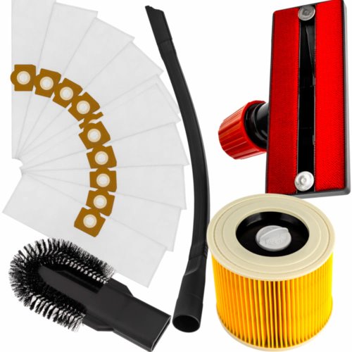 Komplet akcesoriów PUREY do odkurzacza KARCHER WD 3, SE 4 - 10 worków + filtr + 3 końcówki